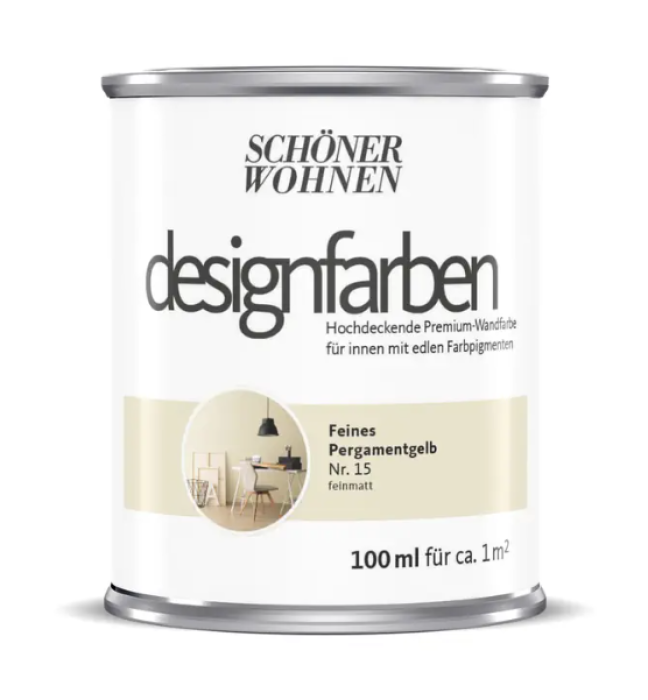 Schöner Wohnen Designfarbe Feines Pergamentgelb Nr.15, 100 ml, 949101008562